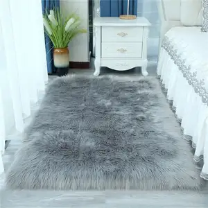 Tapis en peau de mouton artificielle lavable, agneau douillet coussin de siège moelleux tapis en laine poilue doux et chaud pour le salon/