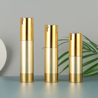 Flacon pompe cosmétique sans air de luxe en plastique argenté, doré ou noir de 10 ml et 20 ml pour sérums, essences, soins de la peau et shampoings
