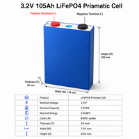 Cellule de batterie LFP de qualité A 3,2 V 105 Ah pour module de batterie solaire ESS, fournie par l'usine