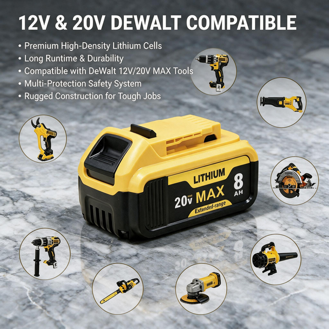 20V 2.5Ah 18650 Compact Lithium Ion Replacement Battery Compatible with DEW Cordless Power Tools