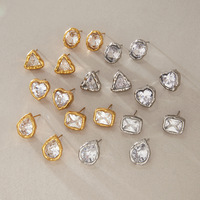 Perhiasan X&L Anting Baja Tahan Karat Berlapis PVD Emas 18K untuk Wanita Perhiasan Anting Kancing Tahan Air Zirkon Geometris Baru
