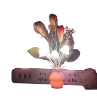 Nouvelle Veilleuse LED Décorative pour la Maison, Design Rose Violette et Champignon, Contrôle Tactile, Lumière Chaude, en PC, pour Enfants et Adultes, Chambre, Salle de Bain, à Brancher