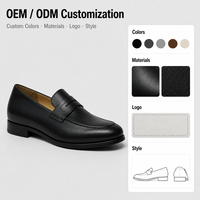 Mocassins Penny en cuir véritable noir à bout carré arrondi, talon bas, à enfiler, chaussures décontractées