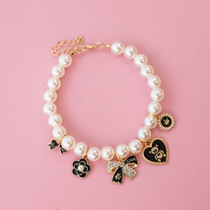 Bella collana con fiocco per animali domestici collana di perle per cani e gatti - Product Image 6