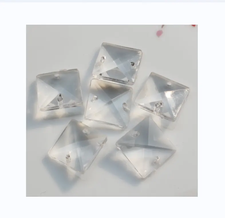 Lustre carré en plastique, perles de cristal pour lustre, prismes suspendus, ornement de goutte, vente en gros