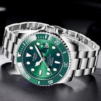 Montre LIGE LG10045 pour homme, cadran vert, style luxueux en acier inoxydable, montre étanche, montre à quartz pour homme + boîte cadeau