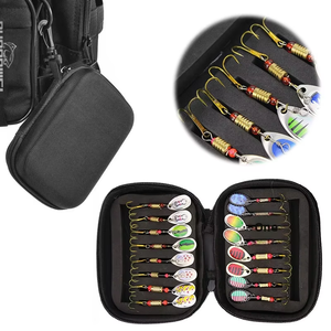 Lot de 16 leurres spinnerbait en ligne, cuillères métalliques et leurres artificiels rigides à paillettes, avec étui portable en EVA à fermeture éclair pour la <span class=keywords><strong>truite</strong></span>, le bar et le saumon - Product Image 2