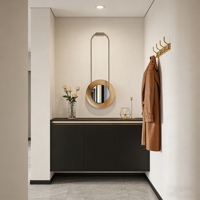 Miroir mural circulaire moderne avec cadre en acier inoxydable, écran LED, miroir décoratif de 5 cm d'épaisseur pour la décoration de la maison