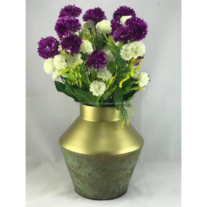 Brass Patina Flower Pot For Table Top Decor - Product Image 3