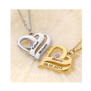 18K colore oro placcato moda gioielli di pietra di nascita inciso amore in acciaio inox <span class=keywords><strong>nome</strong></span> personalizzato collane per le donne regalo di natale - Product Image 1