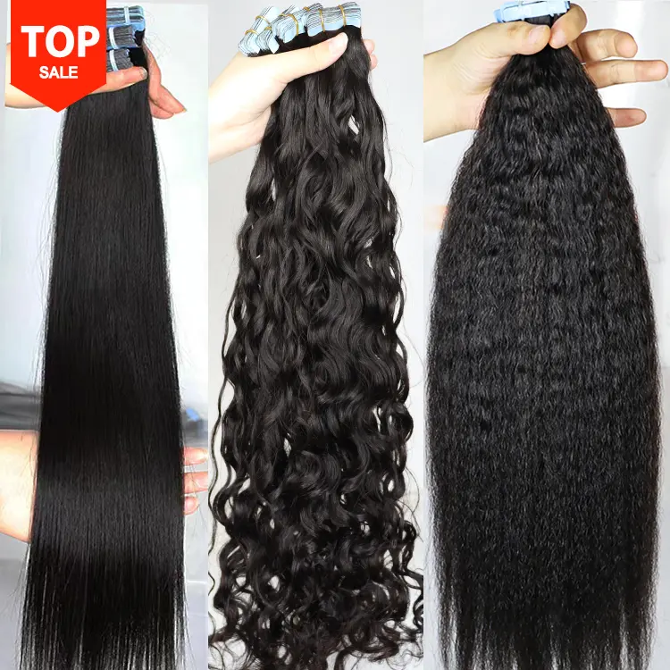 Wholesale Raw Cambodian Human Tape in Hair Extension 100% Virgin Tape in hair Extension 100human hair