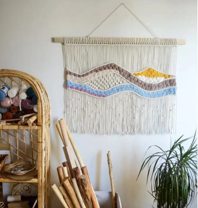 Woven Tapestry  Bohemian Art Decoration  Macraweave Modern Rug