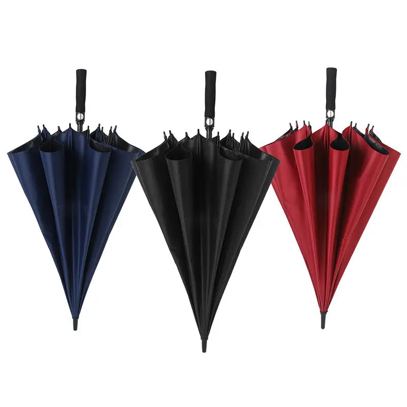 Guarda-chuva comercial reto de tamanho grande para presente promocional, guarda-chuva de golfe com dossel duplo preto vermelho cinza personalizado com estampas de logotipo