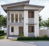 Maison structurelle en acier à double toit en pente de 96 m² 4 chambres Maison familiale préfabriquée moderne à l'île Maurice