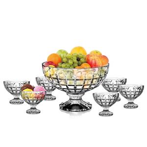 Set di 7 pezzi di vetreria nuovo design trasparente vintage inciso ciotola di frutta in <span class=keywords><strong>vetro</strong></span> con piccola ciotola di gelato set di <span class=keywords><strong>ciotole</strong></span> di <span class=keywords><strong>vetro</strong></span> per 6 persone - Product Image 4