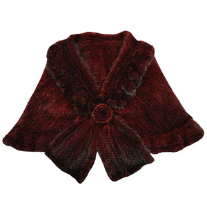 Women's Luxury Winter Knitted <strong>Mink</strong> Fur Shawl Genuine Cape <strong>Poncho</strong> for Wedding Parties Casual Outerwear Cotton Filling Polyester - Product Image 2