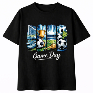 Camiseta de Manga Corta con Cuello Redondo y Estampado de Trofeo y Equipamiento de Fútbol Estilo Cómic Blanco, Logotipo Personalizado Impreso, Informal, de Algodón para Hombre - Product Image 3