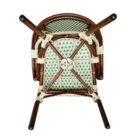 Chaise de bistrot rétro en rotin français colorée pour restaurant et jardin, mobilier d'extérieur en aluminium