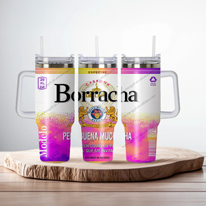 Vaso de Vidrio Personalizado de Alta Calidad, Modelo Chingona, para Cerveza Mexicana, de Acero Inoxidable 304, Aislado al Vacío, de 40 oz, con Asa y Tapa - Product Image 5