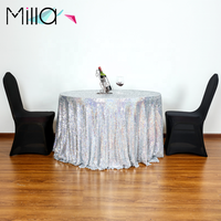 Linge de table en maille de sirène à paillettes argentées scintillantes pour les événements et les mariages