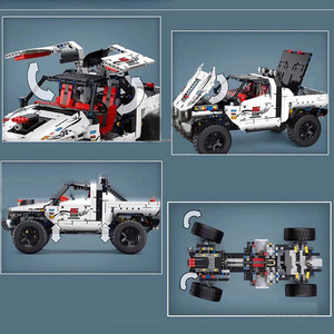 Khuôn Vua 18005 Tùy Chỉnh Pick-up 4*4 Đồ Chơi Gạch 2027Pcs + Xây Dựng Mô Hình MOC-2412 Bạc Flagship Off-Road Xe - Product Image 3