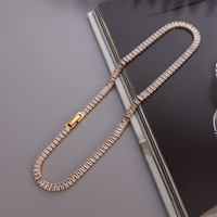 Collier ras du cou Gogem Haute Couture de haute qualité avec zircon complet, en acier inoxydable chirurgical, pour gala