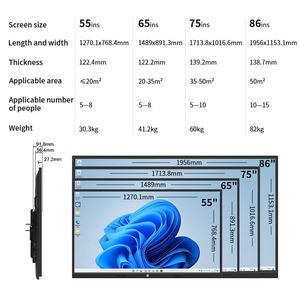 Bảng thông minh Android 86 inch Bảng điều khiển 65 inch LED Độ phân giải 4K 40 điểm IR Touch lớp học bảng trắng tương tác - Product Image 2