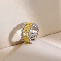 Bague en argent sterling 925 de luxe personnalisée, motif dentelle filigranée avec zircone cubique, plaqué or 18 carats, haut de gamme, vente en gros