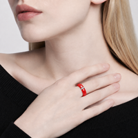 Bague en céramique rouge haute technologie avec accent en acier inoxydable argenté, bijoux unisexes, cadeau de mariage, vente en gros, personnalisation OEM ODM