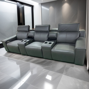 Canapé de cinéma inclinable électrique <span class=keywords><strong>royal</strong></span> moderne italien Mobilier de cinéma maison en cuir noir Sièges de cinéma VIP pour salon - Product Image 6