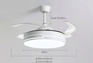Lámparas <span class=keywords><strong>de</strong></span> <span class=keywords><strong>Techo</strong></span> Retráctiles Económicas <span class=keywords><strong>de</strong></span> 42 Pulgadas con Control Remoto, Lámparas <span class=keywords><strong>de</strong></span> <span class=keywords><strong>Techo</strong></span> Modernas con Ventilador para Dormitorio, Sala <span class=keywords><strong>de</strong></span> Estar, Ventilador LED - Product Image 2