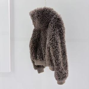 Hooded Rib Cuff Hem <strong>Ladies</strong> Premium Lamb Fur Jacket with Zipper Closure Sheepskin Lined Winter Warm Cozy Casual Daily <strong>Coat</strong> - Product Image 4
