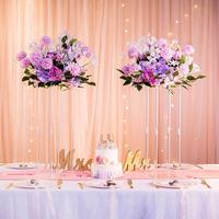 Décorations de table pour centre de table de mariage, support à fleurs en acrylique transparent moderne rectangulaire haut et élégant, personnalisable
