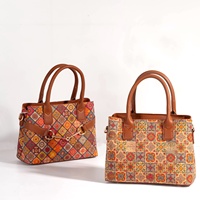 Tas Selempang Wanita Muli Mwai Retro Motif Kulit Kayu, Model Kotak, Fashionable, Serbaguna, Personal, Resleting, Bahan Poliester, Mewah Ringan