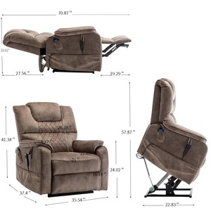 Sillón Reclinable Eléctrico con Diseño Moderno, Motor de 180°, Totalmente Plano, Patas Metálicas Extensibles, Asiento Extra Grande de 25'' para Personas Mayores - Product Image 6