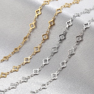 โซ่คล้องโคลเวอร์กลวงพร้อมมิเตอร์ | 18K PVD ชุบทองสแตนเลสดอกไม้เรขาคณิตสำหรับทำสร้อยข้อมือ DIY สร้อยคอ - Product Image 1