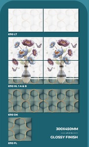 กระเบื้องเซรามิคลายหินอ่อน 100% ขนาด 300x450 มม. ผิวเงา สำหรับเคาน์เตอร์ครัวภายในบ้านและผนังตกแต่ง พร้อมการรับประกันตลอดอายุการใช้งาน - Product Image 1