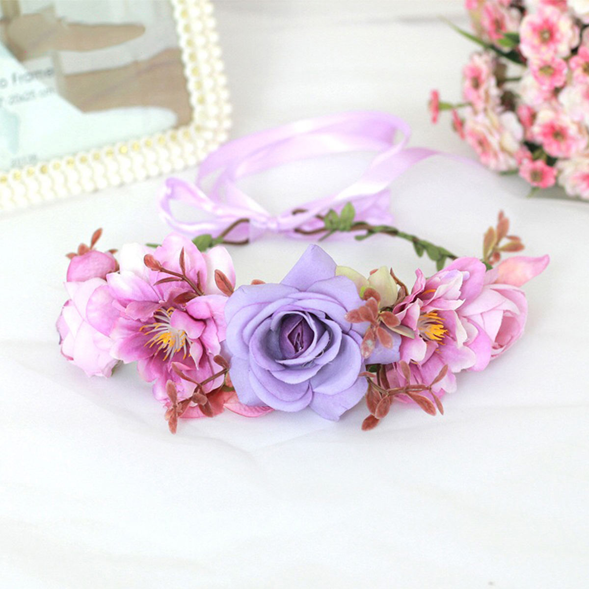 Frauen knstliche Blume Stirnband Blumen krone Hochzeit Seide Blume  Stirnband Braut haar Ring Kranz Haarschmuck| Alibaba.com