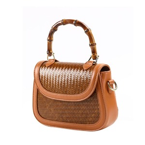 Bolso cuadrado tejido de bambú para mujer, bolso cruzado pequeño con cierre de cremallera, accesorio de moda de estilo chino - Product Image 5