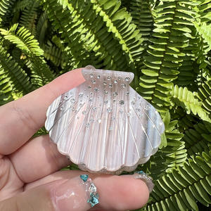 QianJin Custom estate Shell mare Set con diamante di alta qualità acetato di lusso clip per capelli logo personalizzato all'ingrosso artigli per capelli - Product Image 4