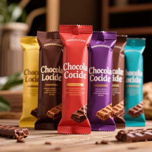 Custom Printed Logo Snack Food Aluminum Foil Pillow Pack Chocolate Energy <b>Wrap</b> Sachet Food Packaging Protein Energy Bar Bags - Product Image 2