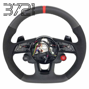 Volant de course en cuir et fibre de carbone, compatible avec Audi A4 R8 RS3 RS4 A3 A5 A6 B9 S3 S4 S5, design sport. - Product Image 1