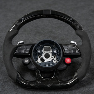 Volant de voiture en fibre de carbone forgée avec bouton de démarrage pour <span class=keywords><strong>Audi</strong></span> Q5 Q7 A4 B9 A5 Q3 A6 C7 A7 S3 S4 RS3 RS5 RS7 RS6 C8 <span class=keywords><strong>TT</strong></span> TTRS - Product Image 1