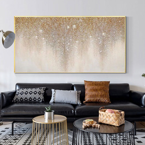 Decoración de Cabecera, Pintura al Óleo Moderna Abstracta de Lienzo con Estrellas Brillantes, 100% Pintada a Mano, con Purpurina - Product Image 3