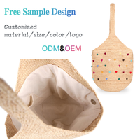 Sac de plage d'été en raphia naturel en paille, fourre-tout au crochet fait à la main pour femmes, grand sac à bandoulière avec broderie coeur coloré, vente en gros