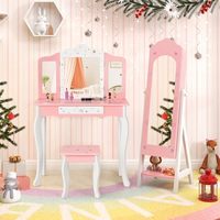 Armoire à bijoux pour enfants avec miroir, organisateur de bijoux sur pied avec miroir de pleine longueur et rangement pour petites filles