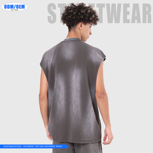 Camiseta sin Mangas Extra Grande de Alta Calidad Personalizada, 100% Algodón Lavado y Cortado, Estilo Vintage para Hombre - Product Image 5