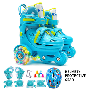 Pattini <span class=keywords><strong>a</strong></span> <span class=keywords><strong>rotelle</strong></span> per bambini con quattro ruote luminose, doppio regolamento e protezioni, all'ingrosso per principianti - Product Image 5