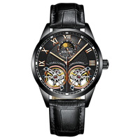 Montre mécanique de luxe AILANG pour hommes d'affaires, design double tourbillon, mode phase de lune automatique, acier inoxydable, montre OEM