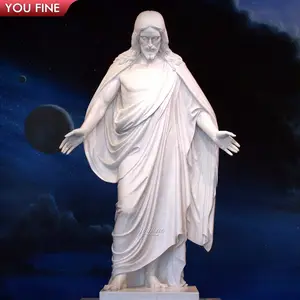 Große Außen Stein Skulptur Jesus Open Arms Marmor Skulptur Christus Kirche Statue